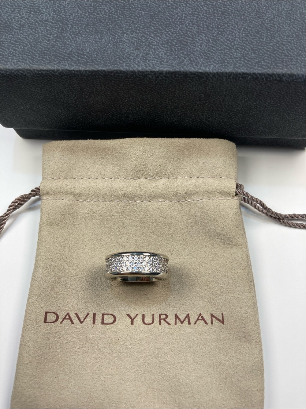 David Yurman Pave Diamond Band in Silver Ring